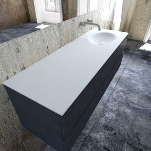 Zaro Sevilla Solid Surface badmeubel 150cm mat antraciet zonder kraangat spoelbak rechts