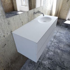 Zaro Sevilla Solid Surface badmeubel 120cm mat wit zonder kraangat spoelbak rechts