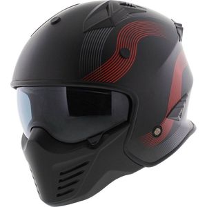 Vito Jet Bruzano helm mat zwart rood XL