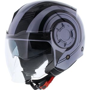 Vito Isola jethelm glans grijs zwart XS - Scooterhelm & Motorhelm