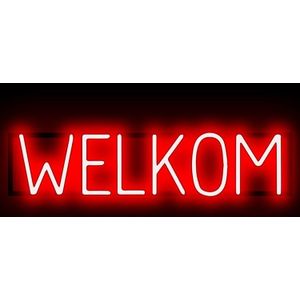 WELKOM - Lichtreclame Neon LED bord verlicht | SpellBrite | 67,56 x 16 cm | 6 Dimstanden & 8 Lichtanimaties | Reclamebord neon verlichting