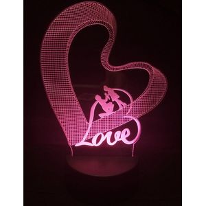 Nachtlamp 'Love in Heart' - LED lamp - 3D Illusion - 7 kleuren en 4 effecten