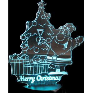 Nachtlamp 'Merry Christmas' - LED lamp - 3D Illusion - 7 kleuren en 4 effecten