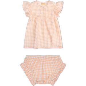 Swim Essentials | Oranje/Wit Geruit Meisjes Set Strand - Muslin - Maat 122/128