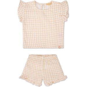 Swim Essentials | Oranje/Wit Geruit Meisjes Set Strand- Muslin - Maat 86/92