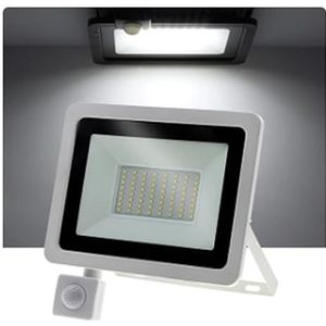 LED-schijnwerpers, LED Schijnwerper PIR Bewegingssensor Wit/Warm Wit IP66 Exterieur Projector Spotlight SMD2835 Buitenverlichting Vloerlamp Helder Werklicht (Color : White - White Light, Size : 100W