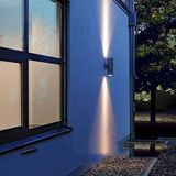 LED Tuinverlichting - Buitenlamp - Magnolia 3 - Wand - Aluminium Mat Zwart - E27 - Rond