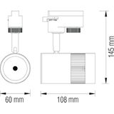 LED - Track Spot - 13W - Rond - Natuurlijk Wit 4200K - Mat Zwart/Zilver Aluminium