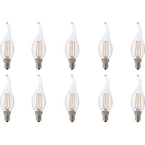 LED Lamp 10 Pack - Kaarslamp - Filament Flame - E14 Fitting - 4W - Warm Wit 2700K