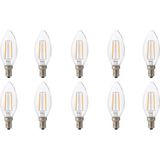 Voordeelpak LED Lamp 10 Pack - Kaarslamp - Filament - E14 Fitting - 2W - Natuurlijk Wit 4200K