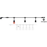 Prikkabel - Lichtsnoer - E27 Fitting - 10 Lampen - 10 Meter - 1500W - Zwart