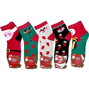 Bixtra Kerstsokken Unisex 5 paar Katoenen Sokken Wintersokken Kerstmis Kerstcadeau maat 35-38