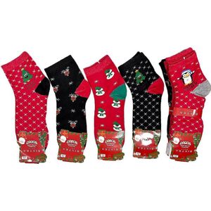 Bixtra Kerstsokken Unisex 5 paar Katoenen Sokken Wintersokken Kerstmis Kerstcadeau maat 35-38