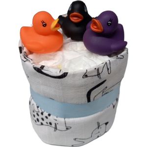 1 laag pampertaart rubbere eendjes jongen blauw