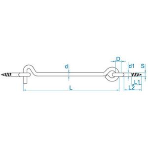 Gebu Windhaak met schroefogen verzinkt HD 60 gram 5.25 x 160mm