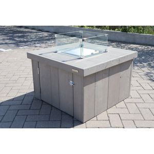 Vuurtafel Block Terrasverwarmer Grey Wash steigerhout 80x80x50cm