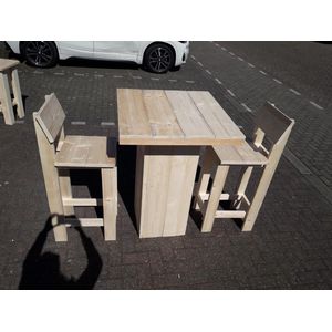 Statafel set “Malibu” van Nieuw steigerhout 76x76cm 3 delige barset