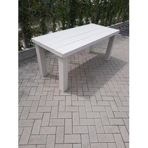 Tafel ""Blokpoot"" van White Wash steigerhout 76x180cm 4 tot 6 persoons tafel