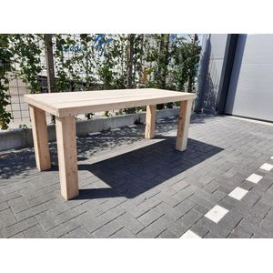 Tafel ""Blokpoot"" van Nieuw steigerhout 76x180cm 4 tot 6 persoons tafel