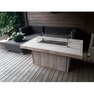 Vuurtafel Tree Terrasverwarmer Gebruikt steigerhout 80x120x50cm