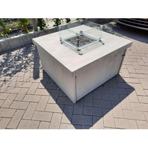 Vuurtafel Block Terrasverwarmer White Wash steigerhout 90x90x50cm