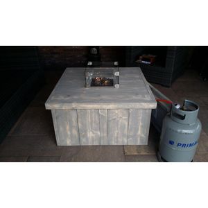 Vuurtafel Block Terrasverwarmer Grijs geschuurd steigerhout 100x100x50cm