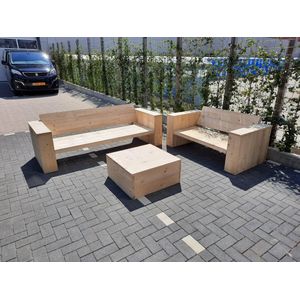 3 delige Loungeset ""Garden Middel"" van Nieuw steigerhout inclusief tafel 5 persoons
