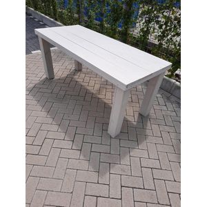 Tafel ""Blokpoot"" van White Wash steigerhout 76x140cm 4 persoons tafel