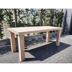 Tafel ""Blokpoot"" van Nieuw steigerhout 76x250cm 8 tot 10 persoons tafel