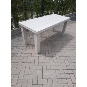 Tafel ""Blokpoot"" van White Wash steigerhout 76x250cm 8 tot 10 persoons tafel