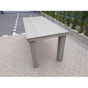 Tafel ""Blokpoot"" van Grey Wash steigerhout 96x140cm 4 persoons tafel