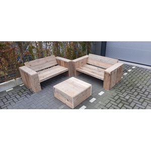 3 delige Loungeset ""Garden Small"" van Gebruikt steigerhout inclusief tafel 4 persoons