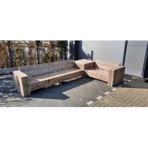 Hoekbank “Garden luxe” van Gebruikt steigerhout - 225x345cm - 6 persoons