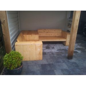 Hoekbank “Garden Basic” van nieuw, blank steigerhout - 225x285cm – 5 persoons