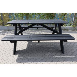 Picknick tafel van zwart steigerhout 180x200x78cm