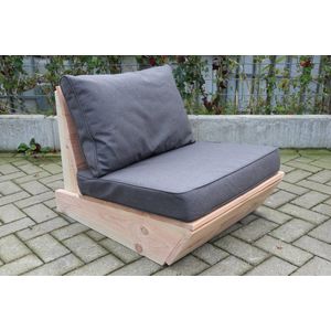 Bankje “Sauna” van douglas hout 60cm – Antraciete kussens - relax bank – Loungebank – Lage zetel – 1 persoons stoel