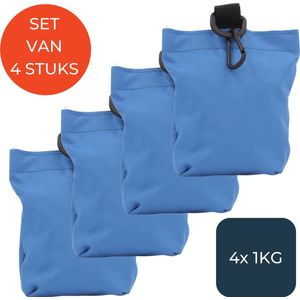 4 stuks Zandzakje Blauw | Ballastzakje 1KG | Gewichtszakje 1KG | 15cm hoog x 9cm ⌀ | Gewicht voor fotografie | Blauw | Zandzakken voor boothoes | Contragewicht | Gewicht voor parasol, partytent, bootzeil, tuinmeubelhoes | Voetgewichten