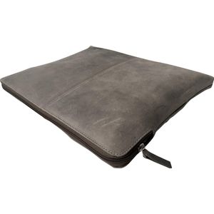 Grijze leren Milatoni laptopsleeve - limited edition ""elephant grey"" - t/m 13 inch laptops - echt leder - vintage uitstraling - duurzame productie