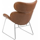 FYN Cazy fauteuil kunstleer vintage cognac bruin - chromen onderstel