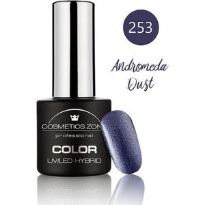 Cosmetics Zone Hypoallergene UV/LED Hybrid Gellak 7ml. Andromeda Dust 253 - blauw - Glitters - Gel nagellak