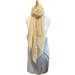 Zacht aanvoelende 100% linnen shawl, handloom, stonewashed, van het merk Highfield zacht geel