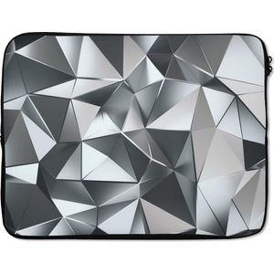 Laptophoes 13 inch - 3D - Abstract - Zilver - Laptop sleeve - Binnenmaat 32x22,5 cm - Zwarte achterkant