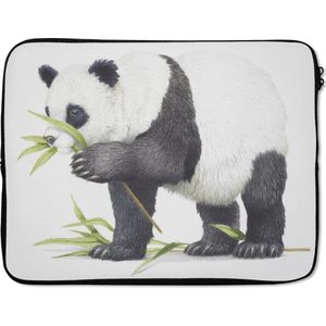Laptophoes 17 inch - Dieren - Panda - Bamboe - Laptop sleeve - Binnenmaat 42,5x30 cm - Zwarte achterkant