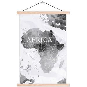 Posterhanger incl. Poster 120x180 cm - Schoolplaat - Wereldkaart - Afrika - Verf - Textielposter - Blanke latten