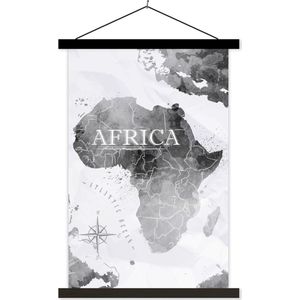 Posterhanger incl. Poster 40x60 cm - Schoolplaat - Wereldkaart - Afrika - Verf - Textielposter - Zwarte latten