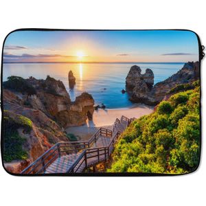 Laptophoes 13 inch - Strand - Zee - Portugal - Laptop sleeve - Binnenmaat 32x22,5 cm - Zwarte achterkant