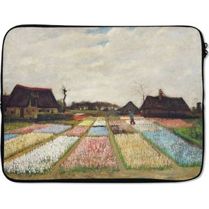 Laptophoes 17 inch - Bollenvelden - Vincent van Gogh - Laptop sleeve - Binnenmaat 42,5x30 cm - Zwarte achterkant