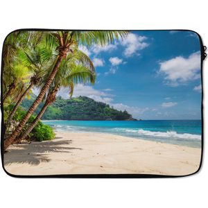 Laptophoes 14 inch - Strand - Zee - Eiland - Vakantie - Laptop sleeve - Binnenmaat 34x23,5 cm - Zwarte achterkant