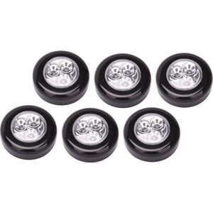 6 Luxe Zwarte Zelfklevende LED Druklampen Set