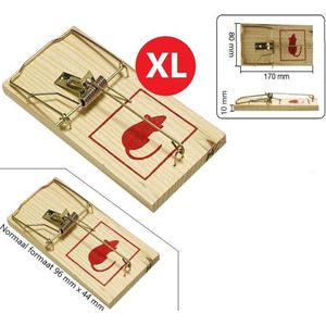 XL Traditionele Houten Muizenval Duo Pack Jumbo – 17x8cm | Ongedierte Bestrijding | Muizenval | Tegen Muizen | Anti Muizenplaag | Muis | Val | Kaas | Klap val | Klapvallen | Ook Geschikt voor Ratten